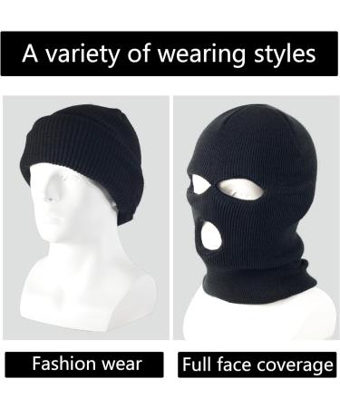 LINSOCLE 2PCS Balaclava - 3-Hole Storm Mask | Knitted Hood & Ski Cap for Motorcycle & Bicycle | Black & Pink - Buy Online on GoSupps.com