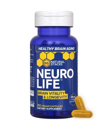 NeuroLife Longevity Supplement - 500mg Taurine & 400mg Berberine Supplement - Clinically Tested MitoPrime L-Ergothioneine - Brain Support for Cognitive Vitality - 60 Berberine Capsules 60 Count (Pack of 1)
