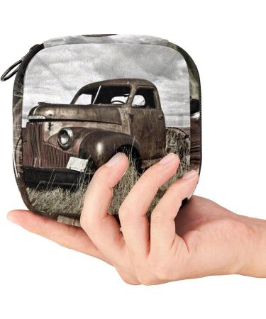 Sanitary Napkin Storage Bag - Vintage Farm Truck Design | Portable Feminine Hygiene Pouch for Women & Teens - Buy Online on GoSupps.com
