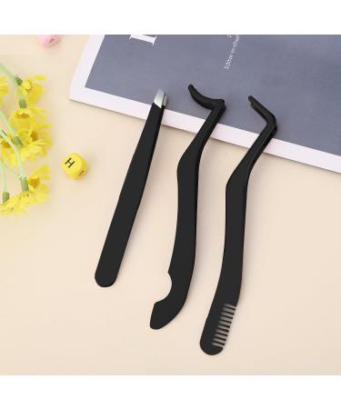 simarro 3 Pcs Eyelash Applicator Tool Set False Eyelashes Applicator Tool Remover Clip Professional Eyelashes Tweezers Curved Eyelash Eyebrow Curler for Beginners Makeup Artists (Black) - Buy Online on GoSupps.com