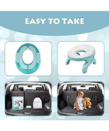 BATTOP Travel Potty Training Seat for Toddler Kids - Portable Foldable Toilet Trainer with Potty Liners - 2-in-1 Go Potty Chair for Boys and Girls - Mint Green Potties with Carry Bag - Buy Online on GoSupps.com