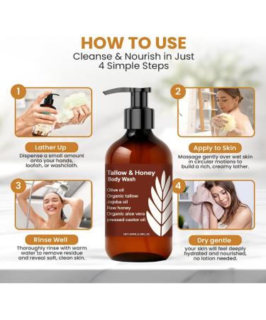 D tergent corporel au s bum et au miel pour femmes nettoyant feuchtigkeitsspendender naturel avec du suif et du miel biologiques gel douche doux pour les peaux s ches et sensibles. (1pcs) - Buy Online on GoSupps.com