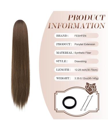 Fine Horseplay 60cm Moss Brown Synthetic Drawstring Ponytail Extension - Long Straight Braid Hair Extensions for Women - Buy Online on GoSupps.com