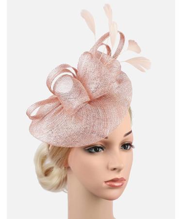 Z&X Women's Sinamay Fascinator Pillbox Headband Hair Clip Cocktail Tea Party Hat 035 Nude Pink One Size - Buy Online on GoSupps.com