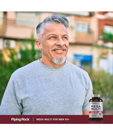 Piping Rock Multivitamin for Men Over 50+ | 200 Caplets | Mega 50 Plus Daily Multimineral | with Magnesium Calcium Zinc | Non-GMO Gluten Free Supplement - Buy Online on GoSupps.com
