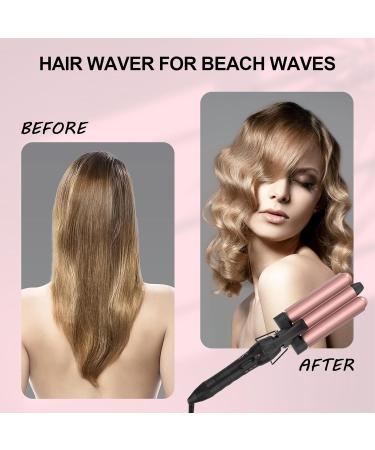 3 Barrel Curling Iron for Beach Waves | Dual Voltage 1 Inch Ceramic Tourmaline | Adjustable Temperature Triple Barrel Iron - Quick Heat Up Rose Gold - Buy Online on GoSupps.com