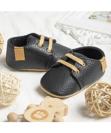 Sonsage Infant Oxford Shoes | Baby Boys Girls Lace-Up Trainer Sneakers 12-18 months (Black) - Buy Online on GoSupps.com