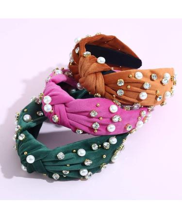 Pink Crystal Knotted Women's Headband | Luxury Jeweled Hairband for Women | Elegant Ladies Fashion Accessory in Green - Buy Online on GoSupps.com