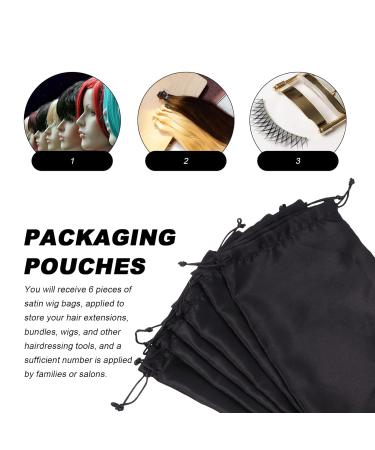 6Pcs Silk Satin Wig Storage Bags - Lurrose Soft Large Satin Gift Bags for Hair Extensions | International Shipping - Buy Online on GoSupps.com