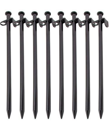 Hominize Camping Tent Stakes - Heavy Duty Metal Ground Pegs - Set of 8 pcs - 10 inches - Black