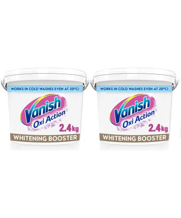 Vanish Gold Oxi Action Laundry Booster and Stain Remover Powder for Whites 2.4kg Removes Tough Stains Even at 20 For Whiter Whites Safe on Everyday Fabrics (Packaging May Vary) (White (Pack of 2))