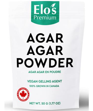 Agar Agar Powder by Elo s Premium (50 g) Packaged in Canada Vegan Gelling Agent Vegetarian Cheese Powder Gluten Free & Keto Friendly Healthy Gelatin Substitute Thickener Odor Free Perfect for Vegan Cheese Jellies Vegan Desserts and More