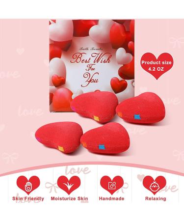 Hearts Shape Bath Bomb Gift Set - 4 x 4oz Colorful Bubble Bath Bombs with Essential Oils - Perfect Gift Idea for Women, Wife, Girlfriend - Valentine's Day & Mother's Day Gifts - Buy Online on GoSupps.com