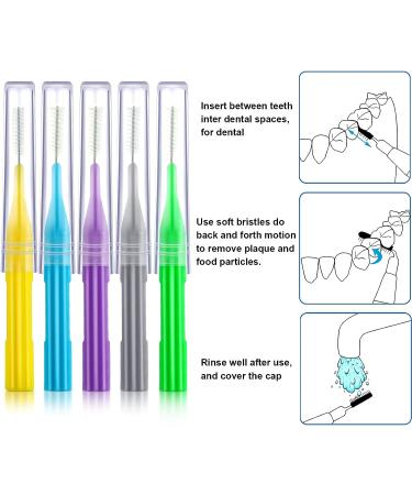 50pc Interdental Braces Brush Set for Oral Hygiene - Blue, Green, Purple Colors - Buy Online on GoSupps.com
