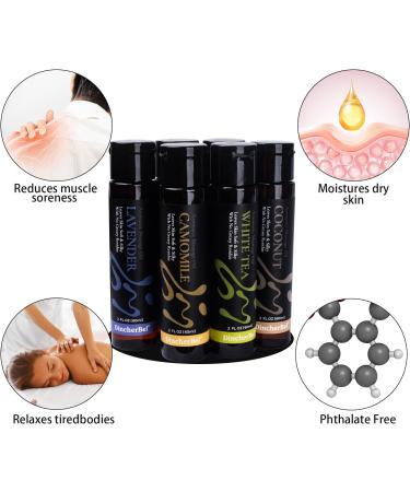 Massage Oil Kit - Set of 6 Natural Oils (Lavender Eucalyptus Peppermint White Tea Coconut Chamomile) for Muscle Relaxation - International Shipping Available - Buy Online on GoSupps.com