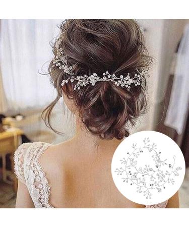 50cm hair jewelry wedding headdress wedding hair wire hair jewelry bride pearls rhinest silver flowers hair band bridal jewelry hair ripe wedding vintageh - Buy Online on GoSupps.com