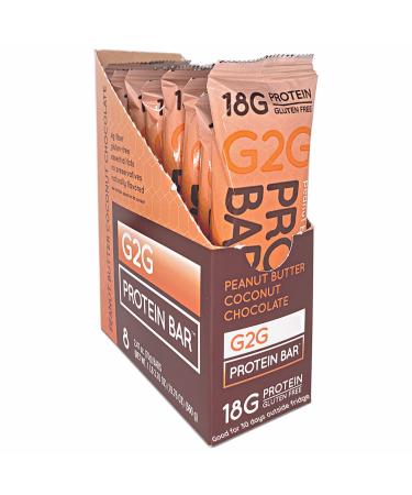 G2G Protein Bar, Peanut Butter Coconut Chocolate, Real Food, Refrigerated for Freshness, Whey Protein, Healthy Snack, Delicious Meal Replacement, Gluten-Free, 8 Count (Pack of 8)