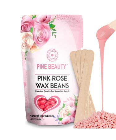 Wax Beads Hard Wax Beans Complete Kit for Painless Hair Removal With 10 Extra Waxing Spatula Applicator for Bikini Area, Face, Legs, Eyebrow, Body Pearl Wax Warmer and Brazilian Wax (PINK ROSE 1.1)