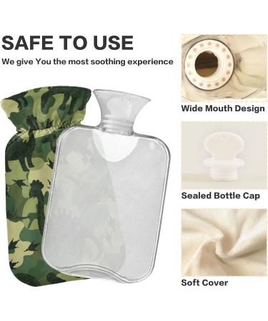 NAANLE CAMO Dinosaur Hot Water Bottle - 1L Heat & Cold Therapy for Pain Relief | Transparent & Motivated Design - Buy Online on GoSupps.com