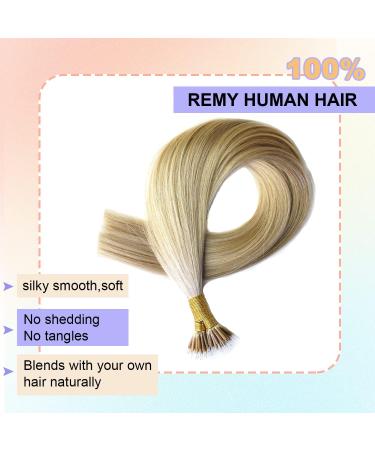 KOCONI Nano Ring Real Human Hair Extensions 22 50g 1g/Strand Nano Beads Keratin Tip Remy Hair #16/24 Ash Blonde Mix Bleach Blonde - Buy Online on GoSupps.com