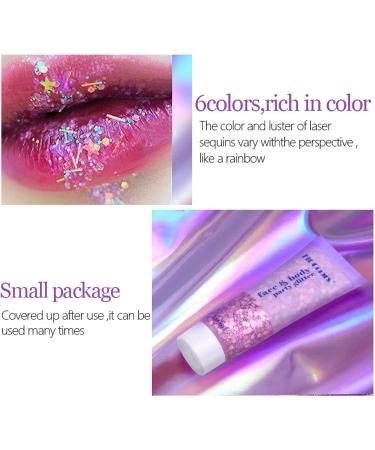 Fluorescent Glitter Set - 6 Iridescent Colors for Face Nails Hair & Body | Chunky Sequin Makeup Effects - Buy Online on GoSupps.com