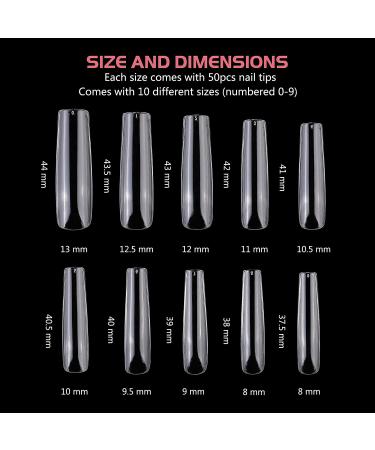 500pcs FITDON XXL Long Square Nail Tips | Extra Long Clear Press on Nails for Salons and DIY Nail Art - Buy Online on GoSupps.com
