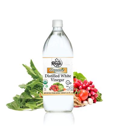 ORGANIC Distilled White Vinegar - De La Rosa 32oz - Raw & Unfiltered | Vegan, Gluten-Free, Kosher | Great for salads, dressings, marinades and more! 32 Fl Oz (Pack of 1)