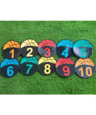 MUSKULO MONSTRO Basketball Spot Marker 5 or 10-Pack with Carrying Bag - 9 Inches, Anti-Slip Rubber, Colorful Field Training Markers 1-10 - Buy Online on GoSupps.com