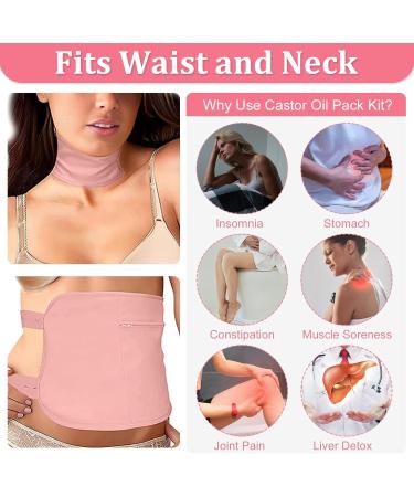 Organic Reusable Castor Oil Pack Kit - Comfortable Cotton Wrap for Liver Detox Muscle Pain Relief & Constipation - Adjustable Massage Belt in Pink - Buy Online on GoSupps.com