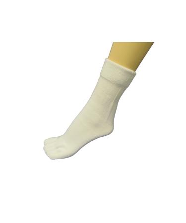 COUVER Men's Winter 5 fingers Yoga Thick Toed Toe Socks(Quarter  Midcalf) Medium White