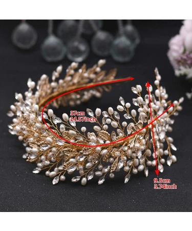 ZHENM Rhinestone Wedding Hair Band Bridal Headband - Golden | Wedding Hair Accessories for Brides - Buy Online on GoSupps.com