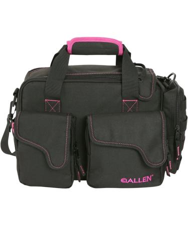 Allen Company Dolores Women's Compact Shooting Range Bag - Gun Storage Pouches for Handguns, Shooting Glasses, Gloves, Ear Protection, and Other Accessories - Black/Pink - 13" x 4.5"