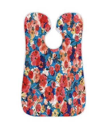Watercolor Flowers Pattern Beard Bib Apron | Non-Stick Waterproof Hair Catcher for Men - Perfect Grooming Gift - Buy Online on GoSupps.com