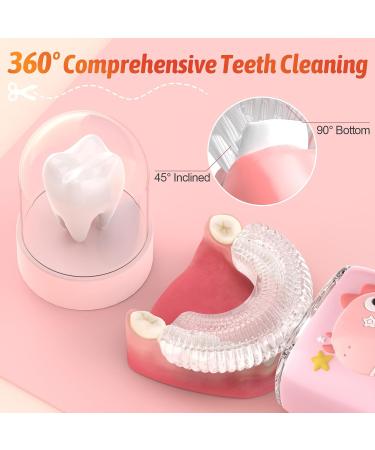 U-Shaped Electric Toothbrush for Kids | 360 Sonic Cleaning & 45S Timer | Rechargeable Toothbrush for Ages 2-6 - Pink - Buy Online on GoSupps.com