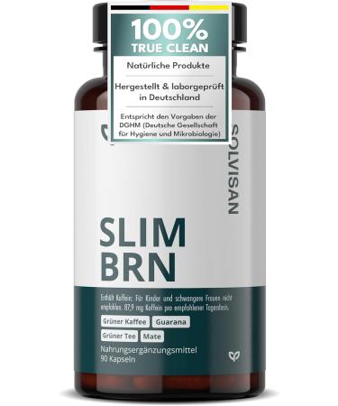 Solvisan Slim Brn - Your energy boost with natural high -dose caffeine made of green tea green coffee guarana ginger and mate - 90 capsules - Buy Online on GoSupps.com