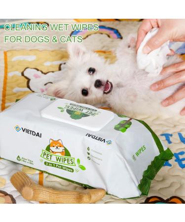 Vietdai Hypoallergenic Dog Wet Wipes - Extra Thick Cleaning Cloths for Paws Face Body & Butt - 400 Pieces - Ideal for Cats & Dogs - International Shipping - Buy Online on GoSupps.com