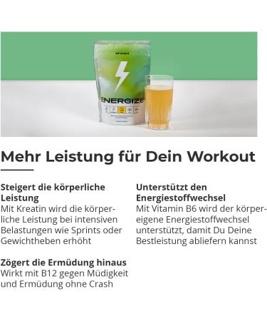 Ahead Energice Natural Vegan Pre Workout Booster 375g Vitamin B6 B12 L-Citrulline Arginine & Panax Ginseng Lemon Flavour Made in Germany - Buy Online on GoSupps.com