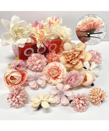 HFYZZ 21 Pack Chiffon Rose Flower Hair Clips - Bride Floral Hair Barrettes for Wedding Beach Party Decor (Pink and White) - Buy Online on GoSupps.com