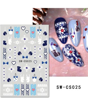 Christmas Nail Stickers 12 Sheets Self-Adhesive Nail Decal Cute Snowflake Elk Winter Nail Art Decoration Design Supplies - Buy Online on GoSupps.com