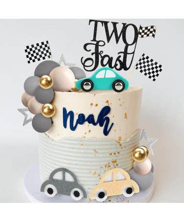 DRWATE 27 PCS Two Fast Cake Toppers Race Car 2nd Birthday Cake Decorations for Racing Car Checkered Flag Birthday Anniversary Party Decorations Supplies (01) - Buy Online on GoSupps.com