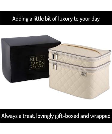 Ellis James Designs Large Cream Travel Makeup Bag for Women - Cosmetic Case & Organizer - Perfect Gift for Women - Travel Toiletry Bag Included - Buy Online on GoSupps.com