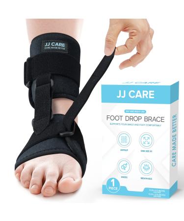 JJ CARE AFO Foot Drop Brace - Unisex Adjustable Drop Foot Brace - Foot Orthosis Ankle Brace Support to Improve Walking Gait and Pain Relief for Achilles Tendon - Black