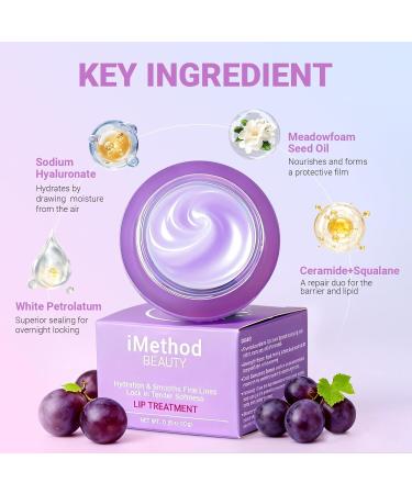 iMethod Lip Mask Overnight - Lip Sleeping Mask for Dry Lips, 8-Hour Hydrating Lip Balm with Hyaluronic Acid, Intense Moisturizing Lip Treatment to Nourish & Repair - Grape 665 Grape - Buy Online on GoSupps.com