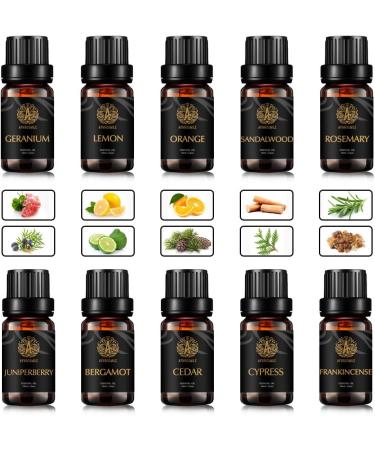 Aromatherapy Lemon Essential Oil Set for Diffuser 100% Pure Orange Oils Set for Humidifier 10x10ml 100% Pure Cypress Essential Oils Set for Air Freshener-Juniper Berry Cedar Geranium Rosemary Oils - Buy Online on GoSupps.com
