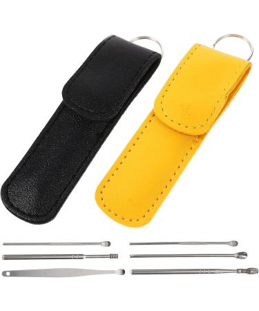 Lurrose 8-Piece Ear Cleaning Tool Set - Stainless Steel Earwax Remover Kit for Home - Portable and Convenient Ear Picker - Black and Yellow - 2 Sets Included - Buy Online on GoSupps.com