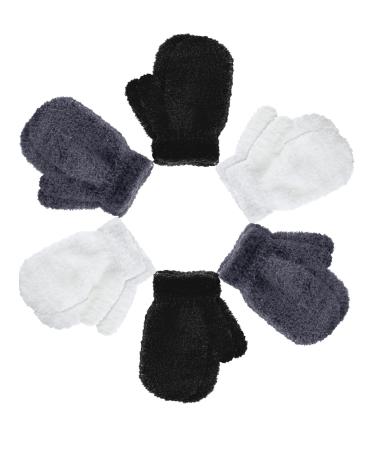 6 Pairs Kids Magic Stretch Mittens Toddler Thermal Mittens Winter Warm Baby Mittens Gloves for Boys Girls 1-4 Years Simple Color