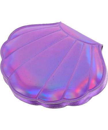 Lurrose Compact Makeup Mirror Folding Double Sides Portable Hologram Mirror Pu Leather Shell Shape For Girls Women Ladies (Purple) - Buy Online on GoSupps.com