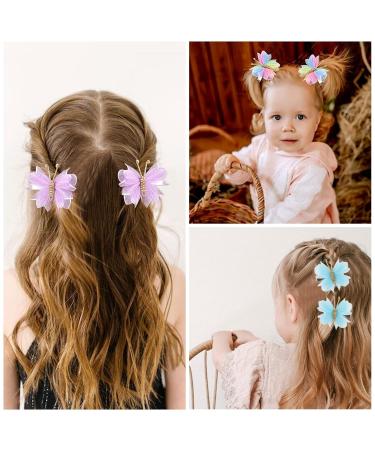 10PCS Mini Butterfly Hair Clips - Colorful Tulle Mesh Hair Bow Pins for Girls & Women | Oaoleer Hair Barrettes for Wedding, Halloween & Cosplay - Buy Online on GoSupps.com