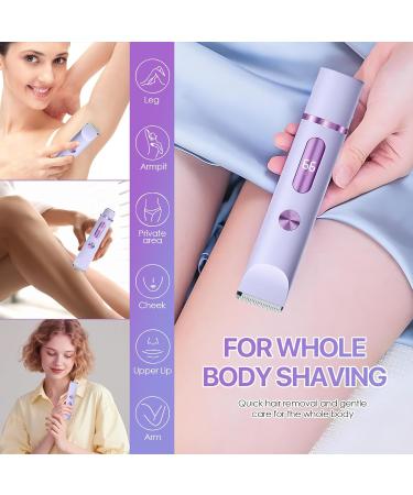 2in1 Electric Intimate Shaver for Women Bikini Trimmer Waterproof Wet and Dry Shaver for Body and Face Purple Lilac - Buy Online on GoSupps.com