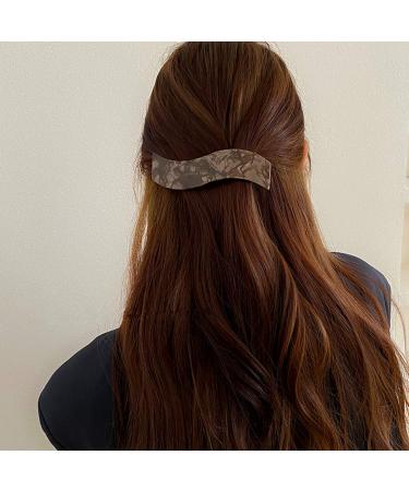 Tortoise Shell Hair Barrettes 4 Pack - French Design Large Rectangular Clips for Women - Fashion Hair Pins for Ponytails - Style 2 - Buy Online on GoSupps.com